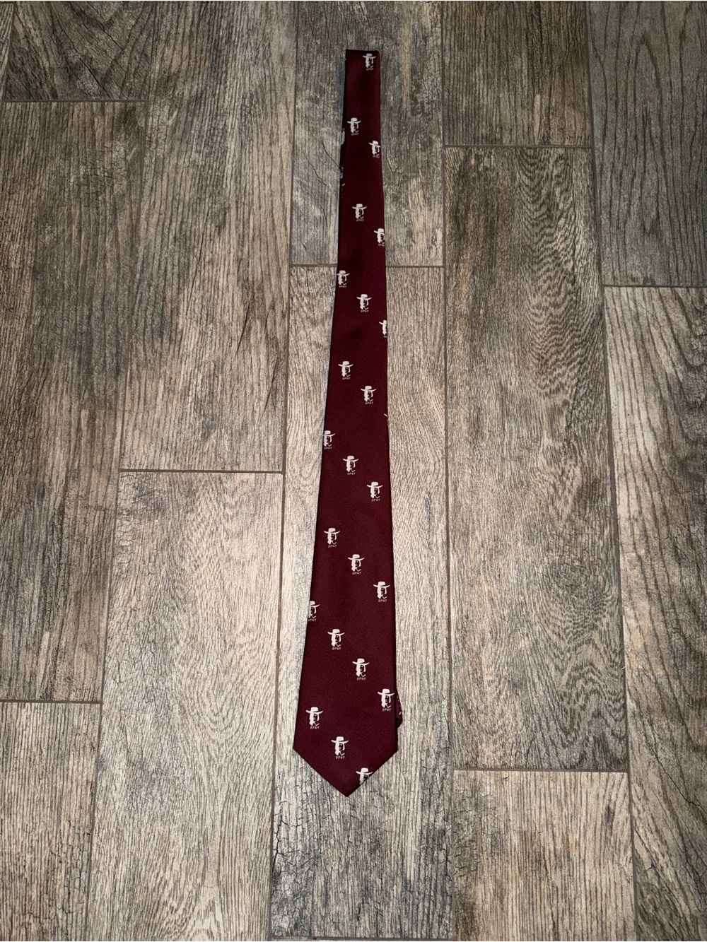 Vintage Country Square Burgundy Western Cowboy Logo Tie